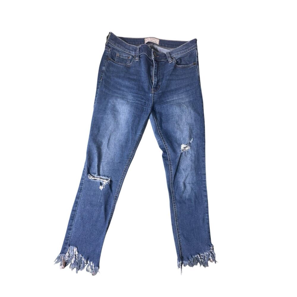 Free People We The Free Jeans W28 Mid Rise Straight Distressed Frayed Hem